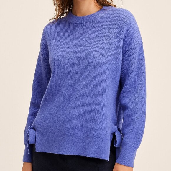 Periwinkle Blue Cropped Tie Up Sweater Sz XS - Picture 1 of 5